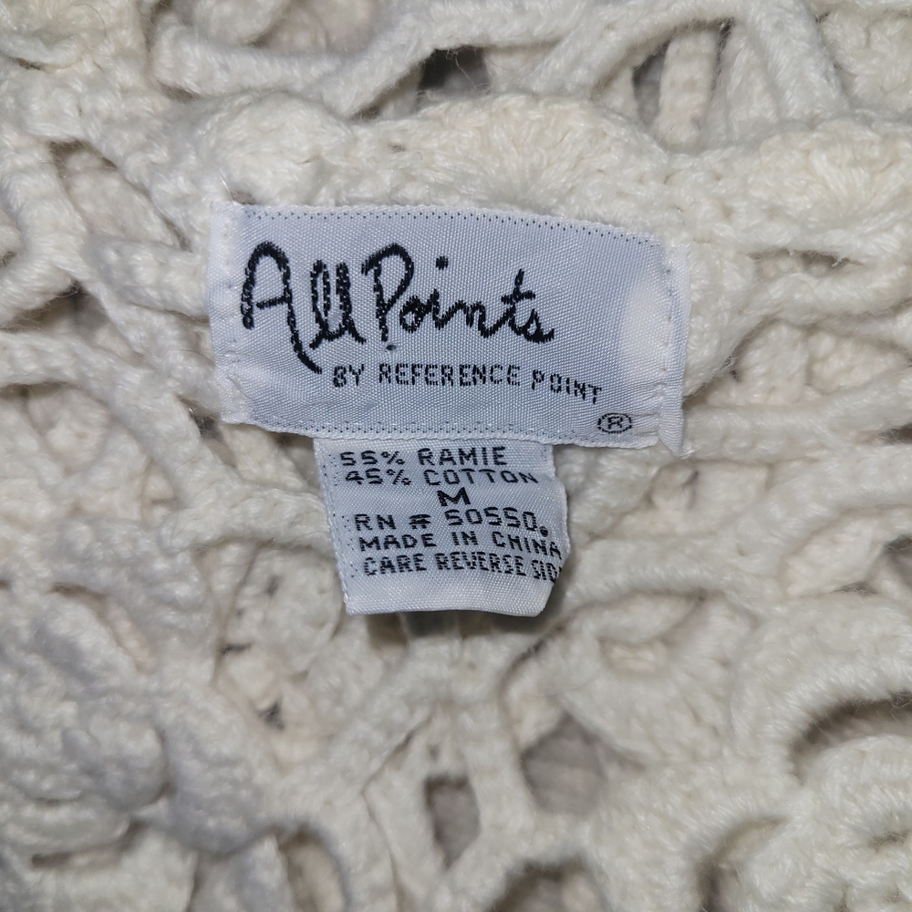 All Points Vintage Floral Crochet Vest M - Picture 6 of 6